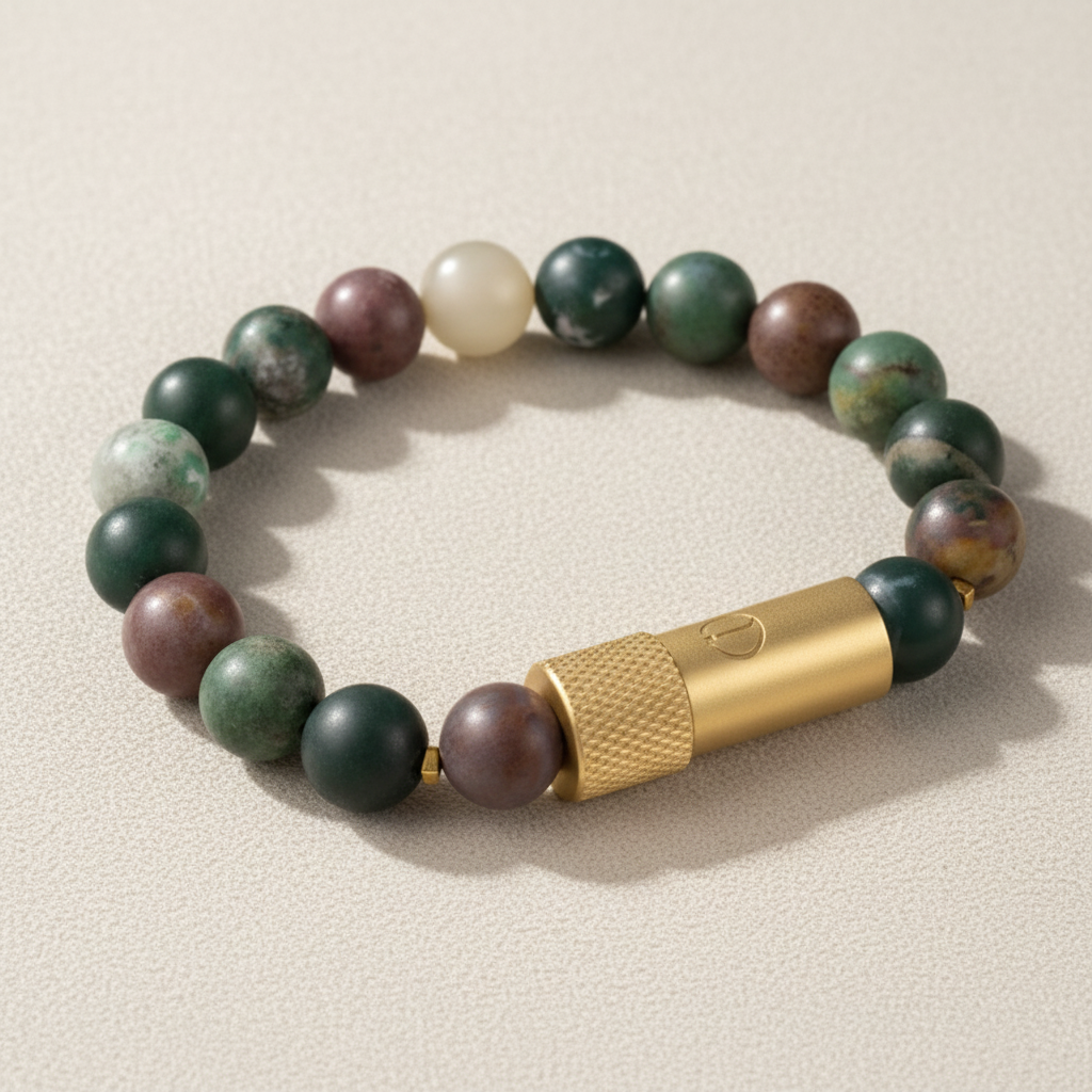 bloodstone pill holder discrete bracelet red green white and gold